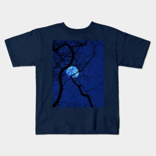 Bare Tree Branches and Full Moon Kids T-Shirt